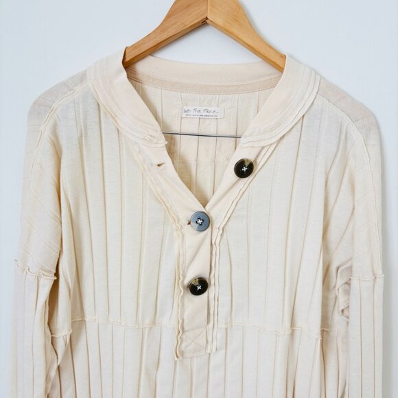 Free People We The Free In The Mix Ribbed Henley Pullover Top Sz S - Picture 5 of 8